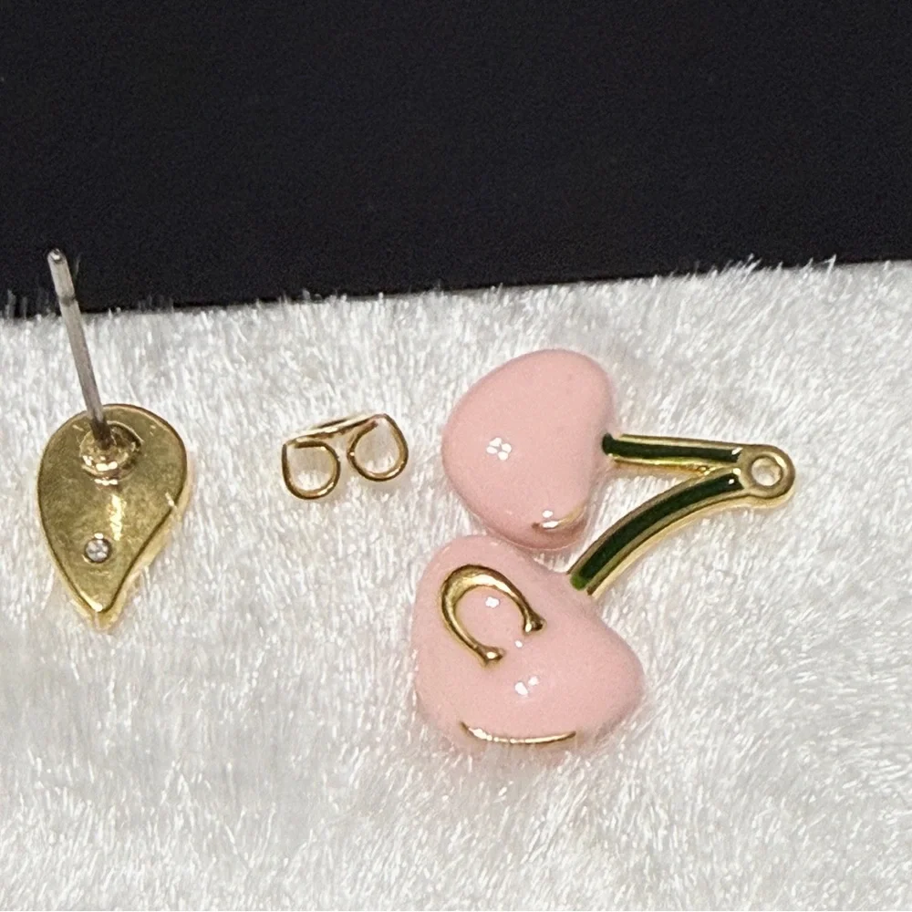 🌸✨Coach Cherry Stud Earrings • Gold/Pink - Picture 4 of 8